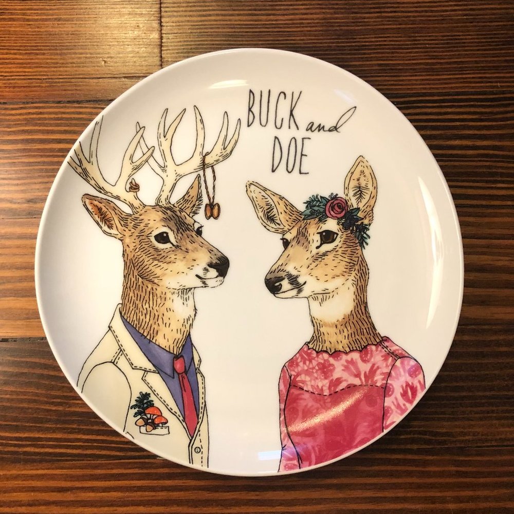 West Elm Dapper Animal Plate Buck & Doe